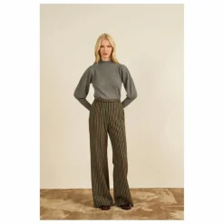 Pantalon Lova Rayé Laine | Gris