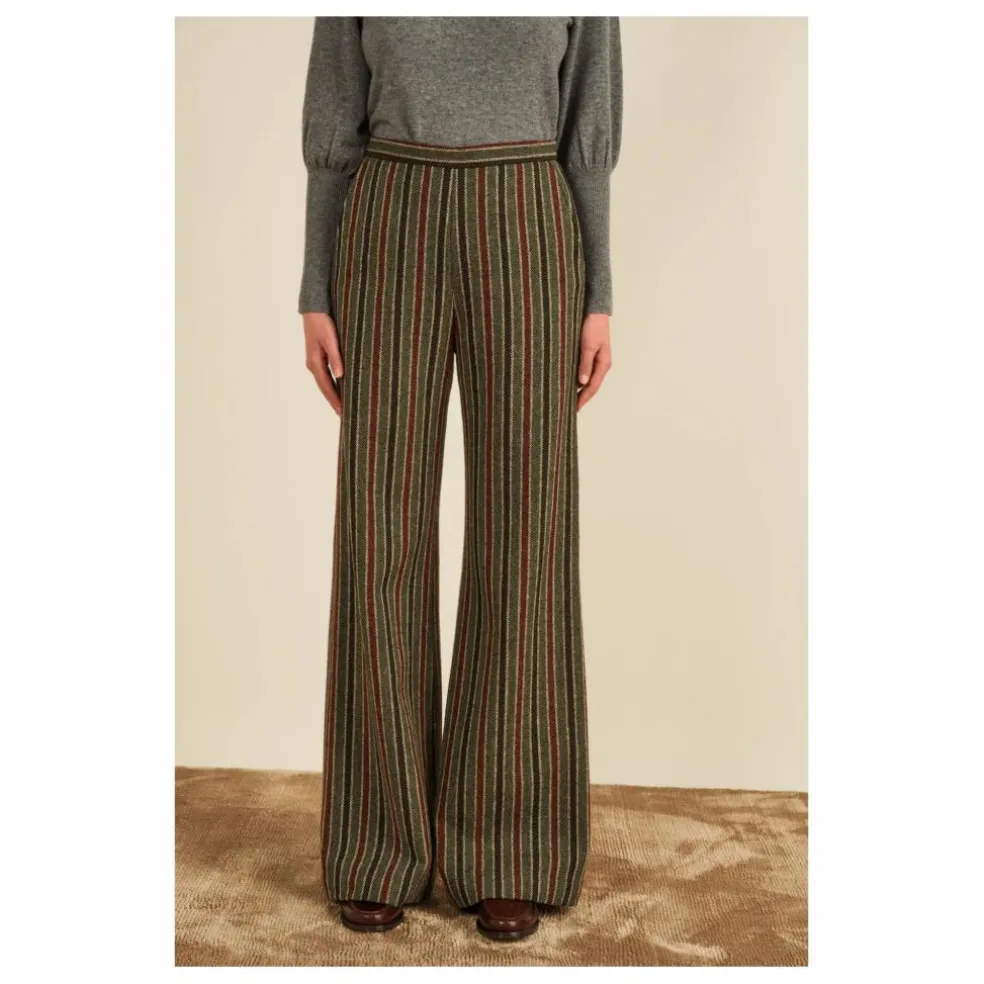 Pantalon Lova Rayé Laine | Gris