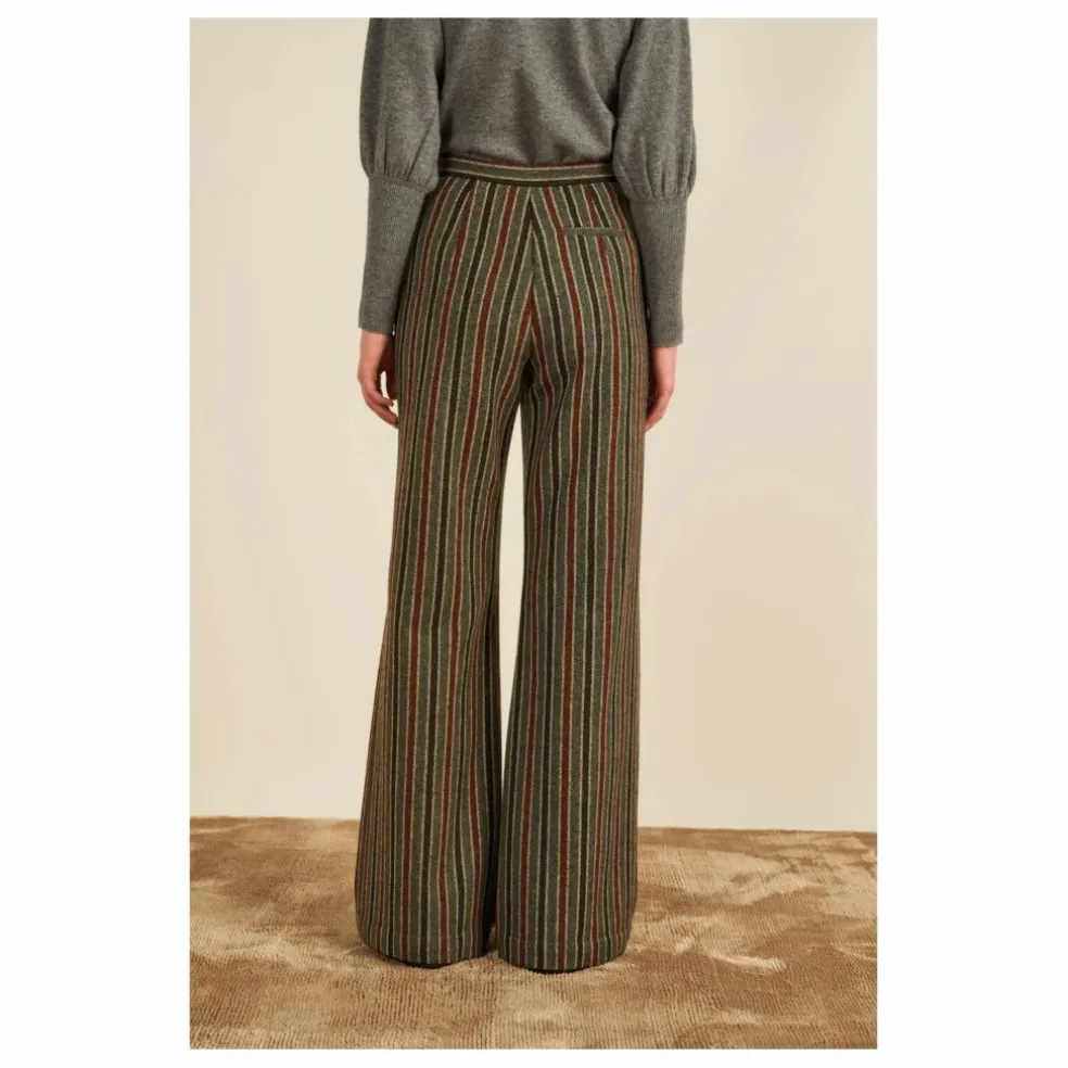 Pantalon Lova Rayé Laine | Gris