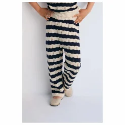 Pantalon Maille Rayures Coton Bio | Bleu marine