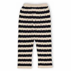 Pantalon Maille Rayures Coton Bio | Bleu marine