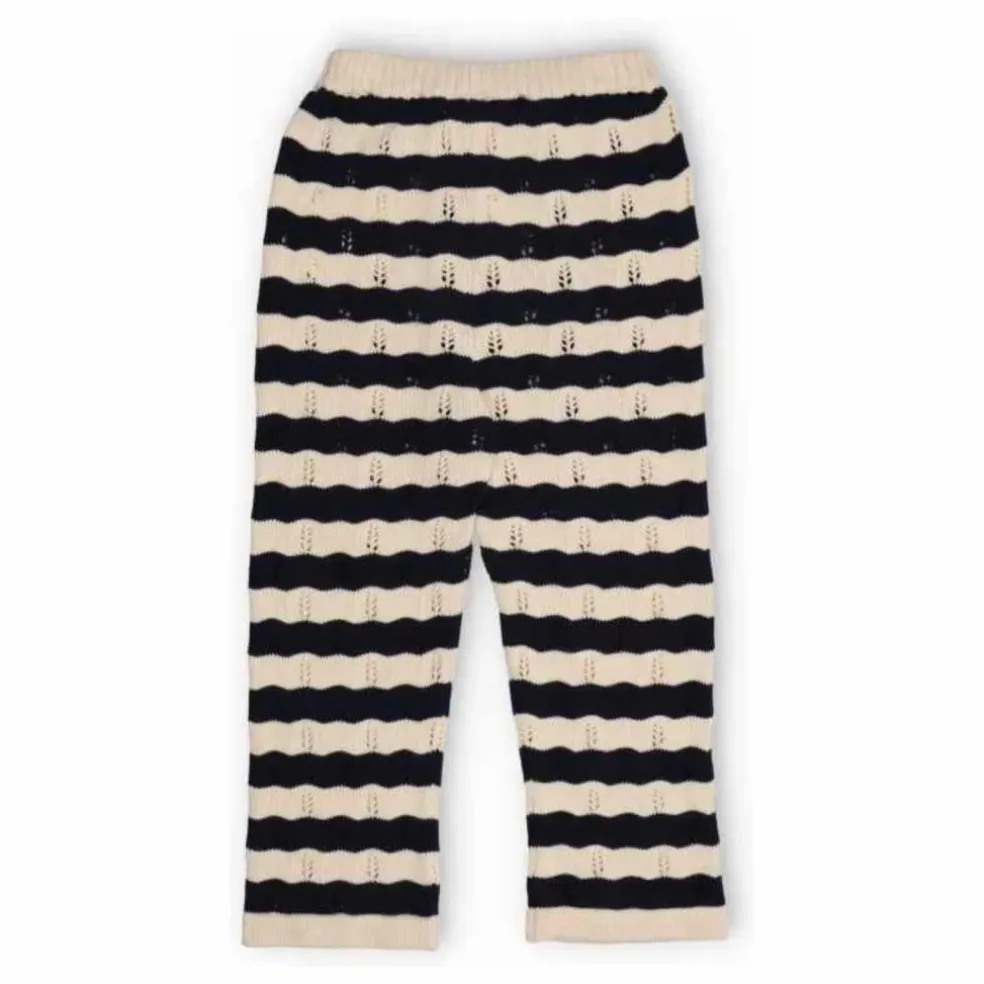 Pantalon Maille Rayures Coton Bio | Bleu marine