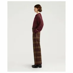 Pantalon Milton Carreaux Laine Vierge | Bordeaux