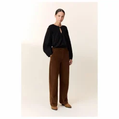 Pantalon Pamira Velours Côtelé Coton Bio | Marron