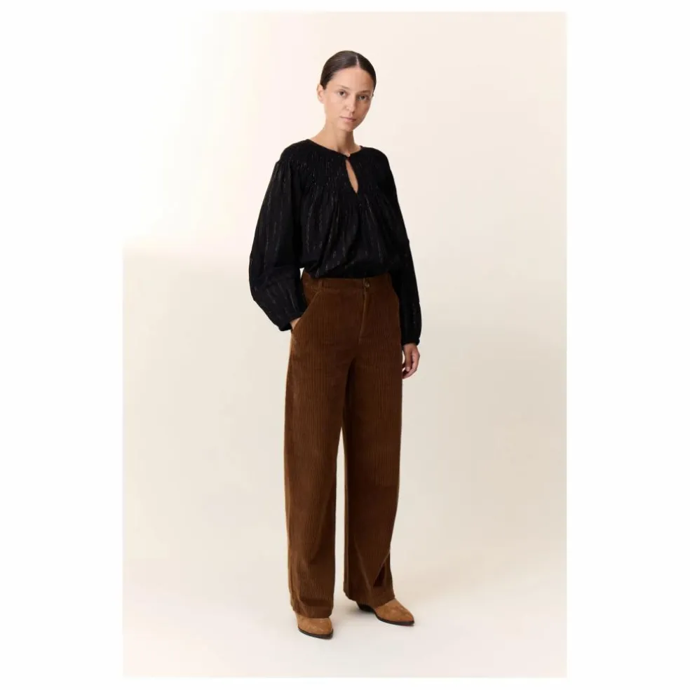 Pantalon Pamira Velours Côtelé Coton Bio | Marron