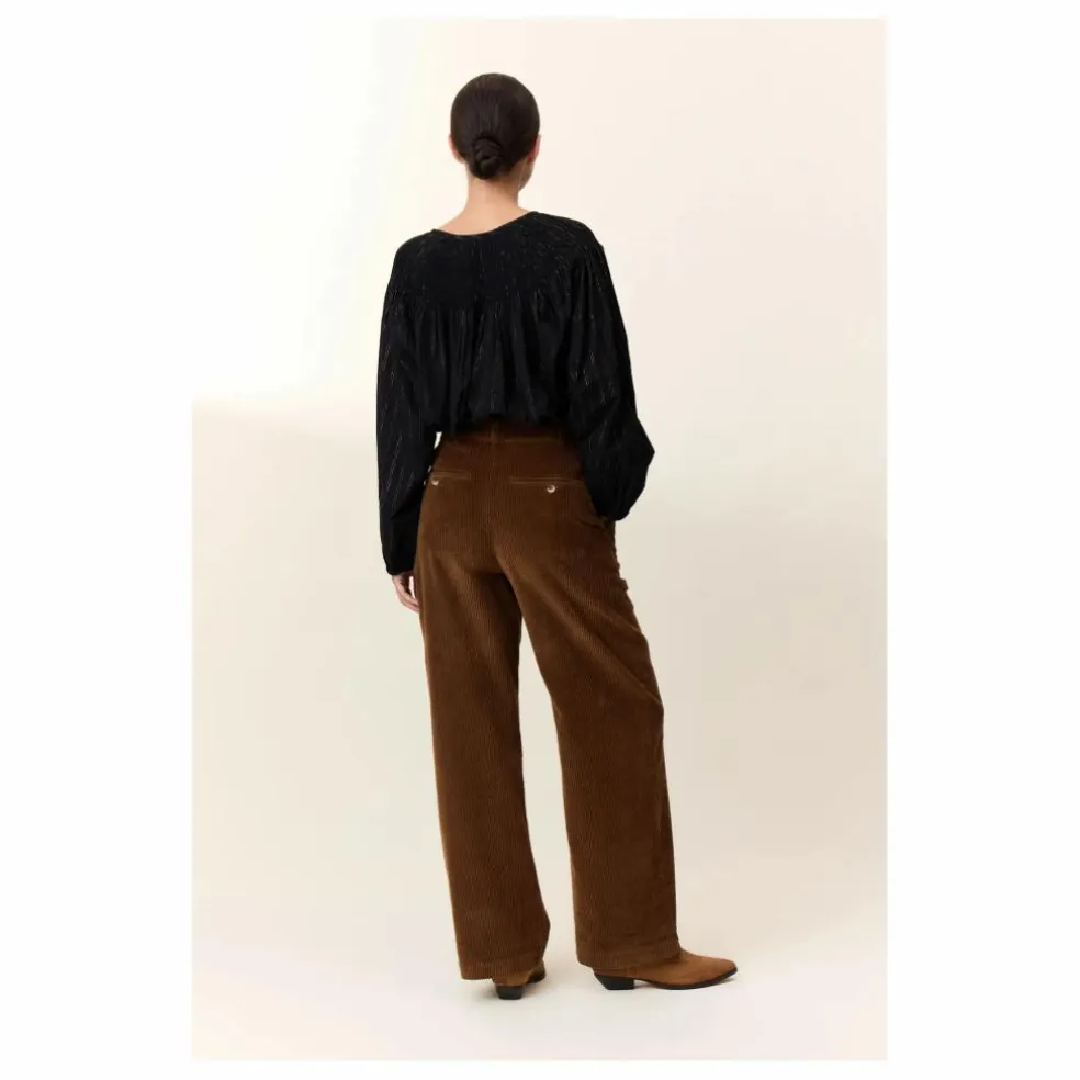 Pantalon Pamira Velours Côtelé Coton Bio | Marron