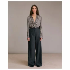 Pantalon Piedro Rayé Laine | Gris