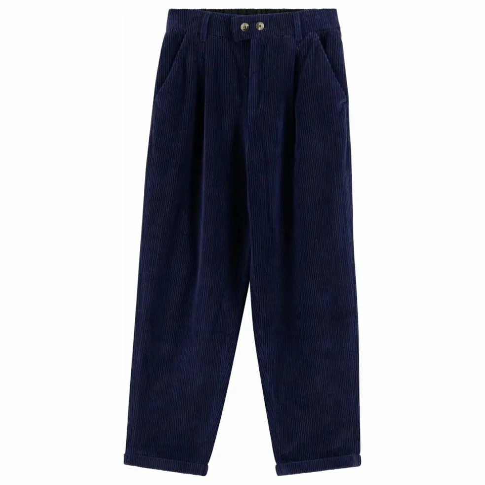 Pantalon Prom Velours Côtelé Coton Bio | Bleu marine