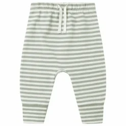 Pantalon Rayé Coton Bio | Vert céladon