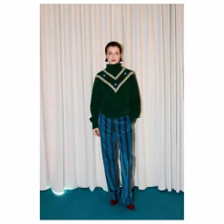 Pantalon Rayé Velours | Bleu