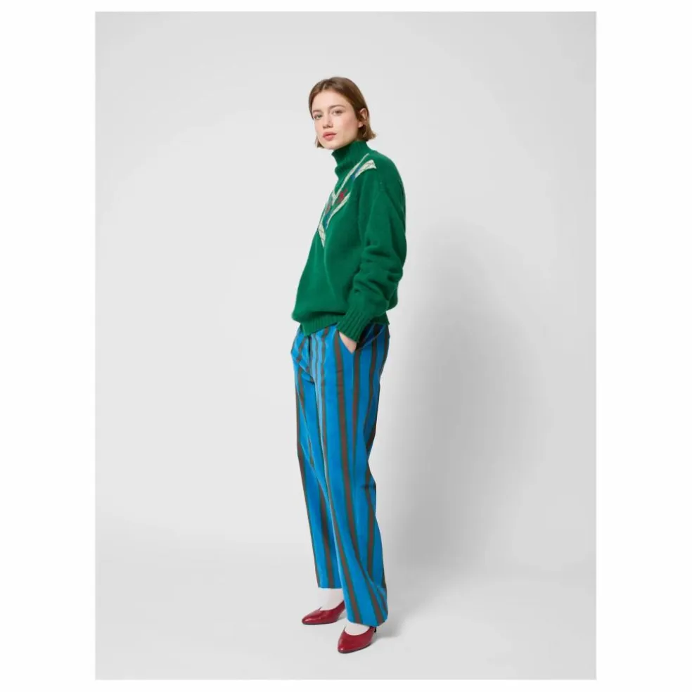 Pantalon Rayée Velours - Collection Femme | Bleu marine