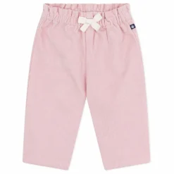 Pantalon Velours Côtelé Fleurs | Rose