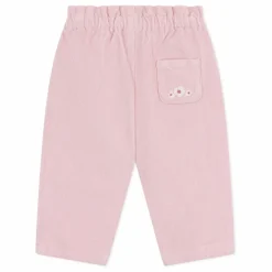 Pantalon Velours Côtelé Fleurs | Rose
