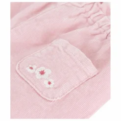 Pantalon Velours Côtelé Fleurs | Rose