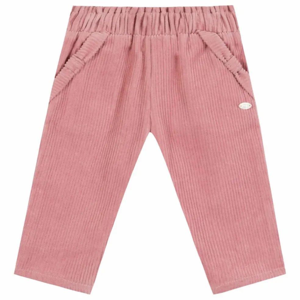 Pantalon Velours Côtelé Nœud | Rose pâle