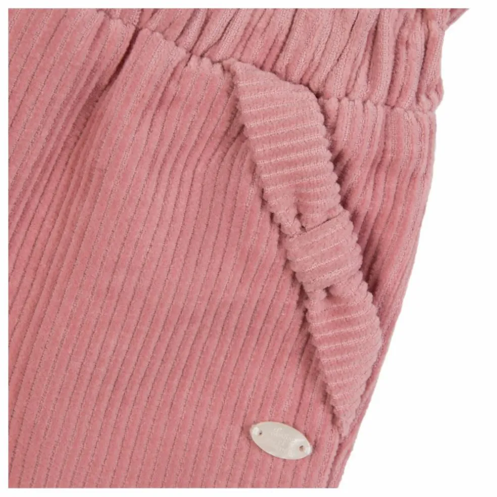 Pantalon Velours Côtelé Nœud | Rose pâle