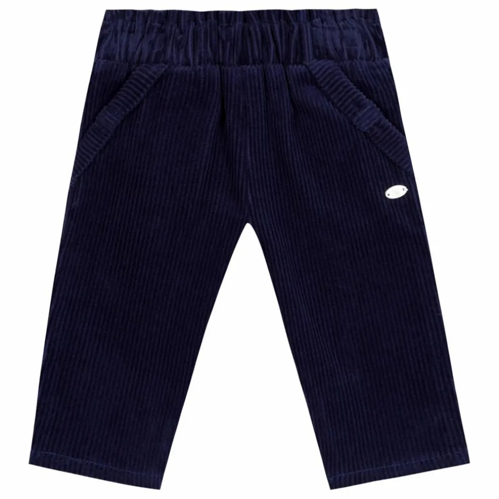 Pantalon Velours Côtelé Nœud | Bleu nuit