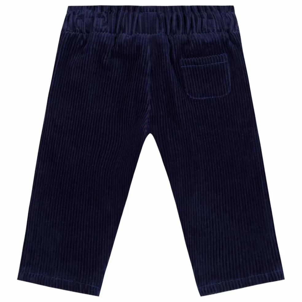 Pantalon Velours Côtelé Nœud | Bleu nuit