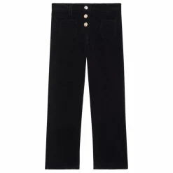 Pantalon Velours Côtelé Poches Devant | Noir