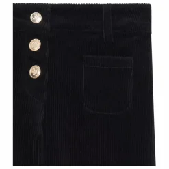 Pantalon Velours Côtelé Poches Devant | Noir