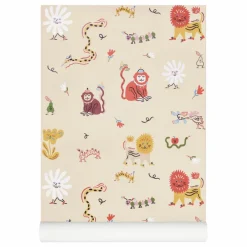 Papier-peint Monkey Fun - Marie Assénat x Nofred | Beige