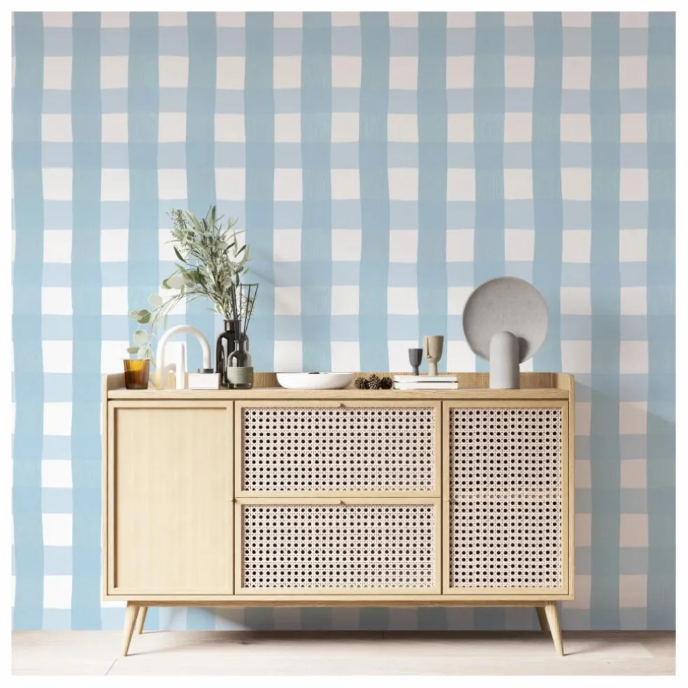 Papier-peint Vichy | Bleu