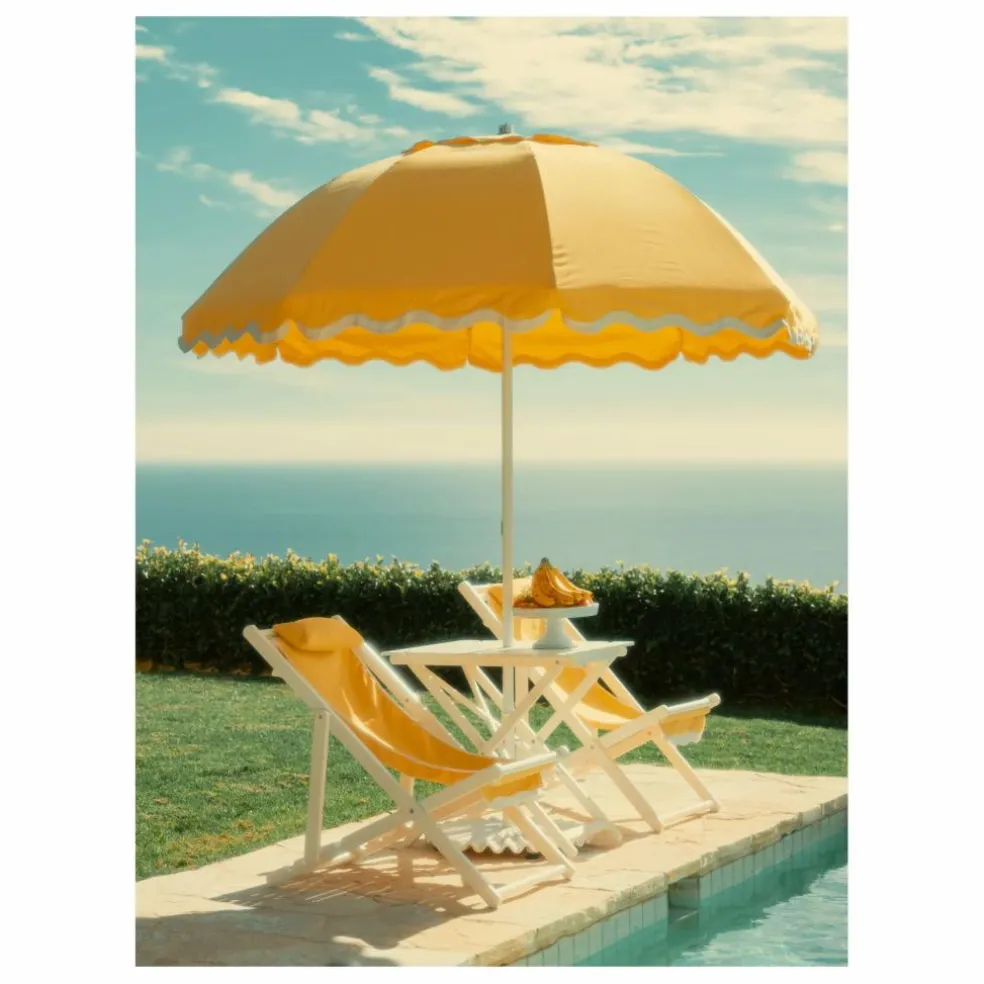Parasol festonné Beach Club | Jaune