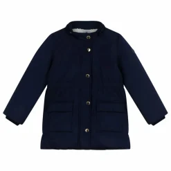 Parka Mi Longue Elastiquée Unie | Bleu marine