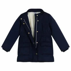Parka Mi Longue Elastiquée Unie | Bleu marine
