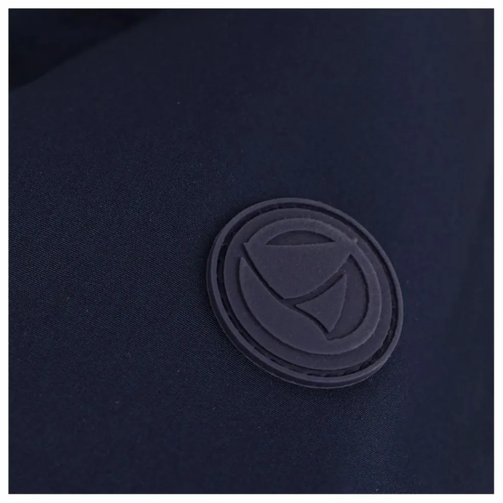 Parka Mi Longue Elastiquée Unie | Bleu marine