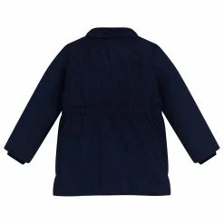 Parka Mi Longue Elastiquée Unie | Bleu marine