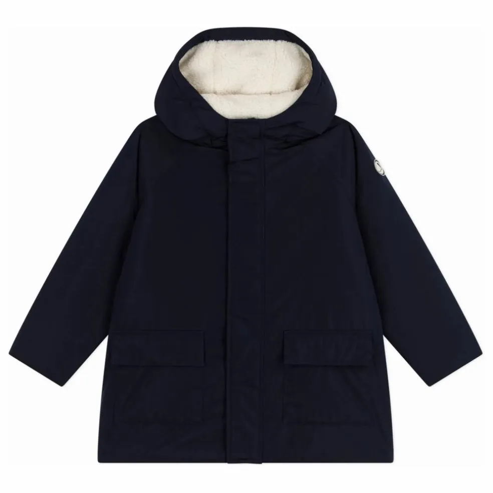 Parka Mi Longue Unie | Bleu marine