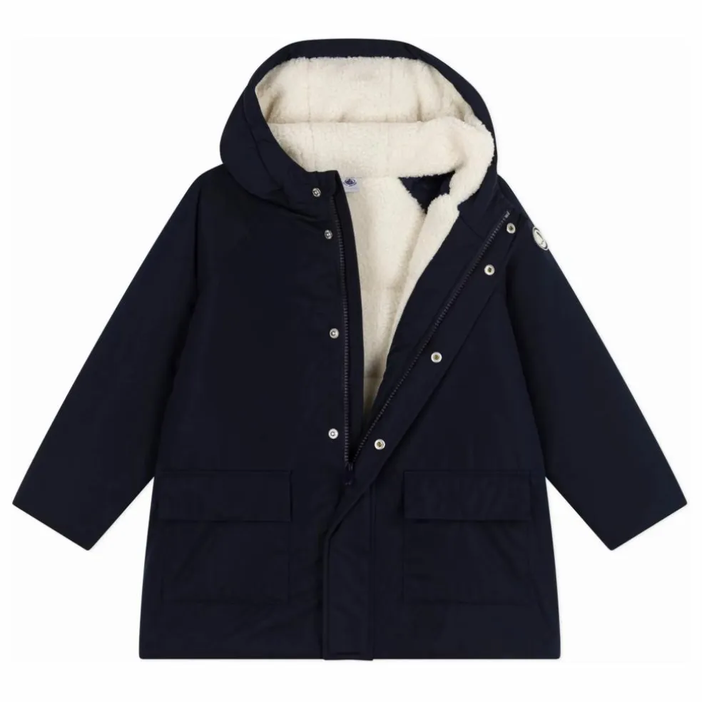 Parka Mi Longue Unie | Bleu marine