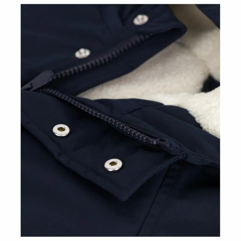 Parka Mi Longue Unie | Bleu marine