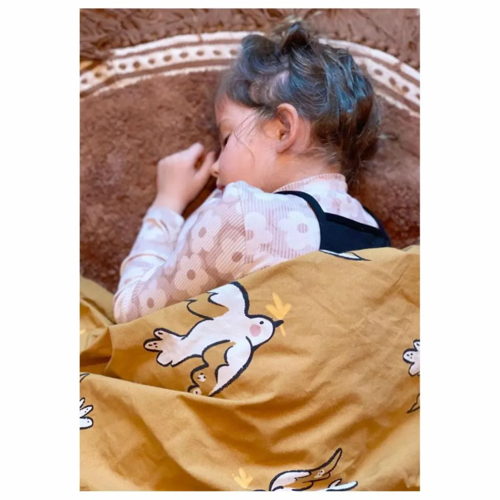 Parure de lit Bird en coton bio | Ocre