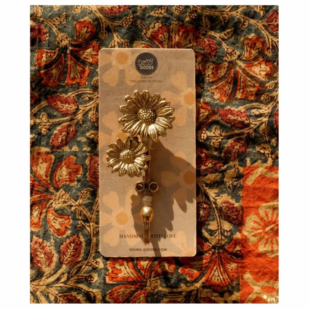 Patère Breezy Double Daisy | Laiton