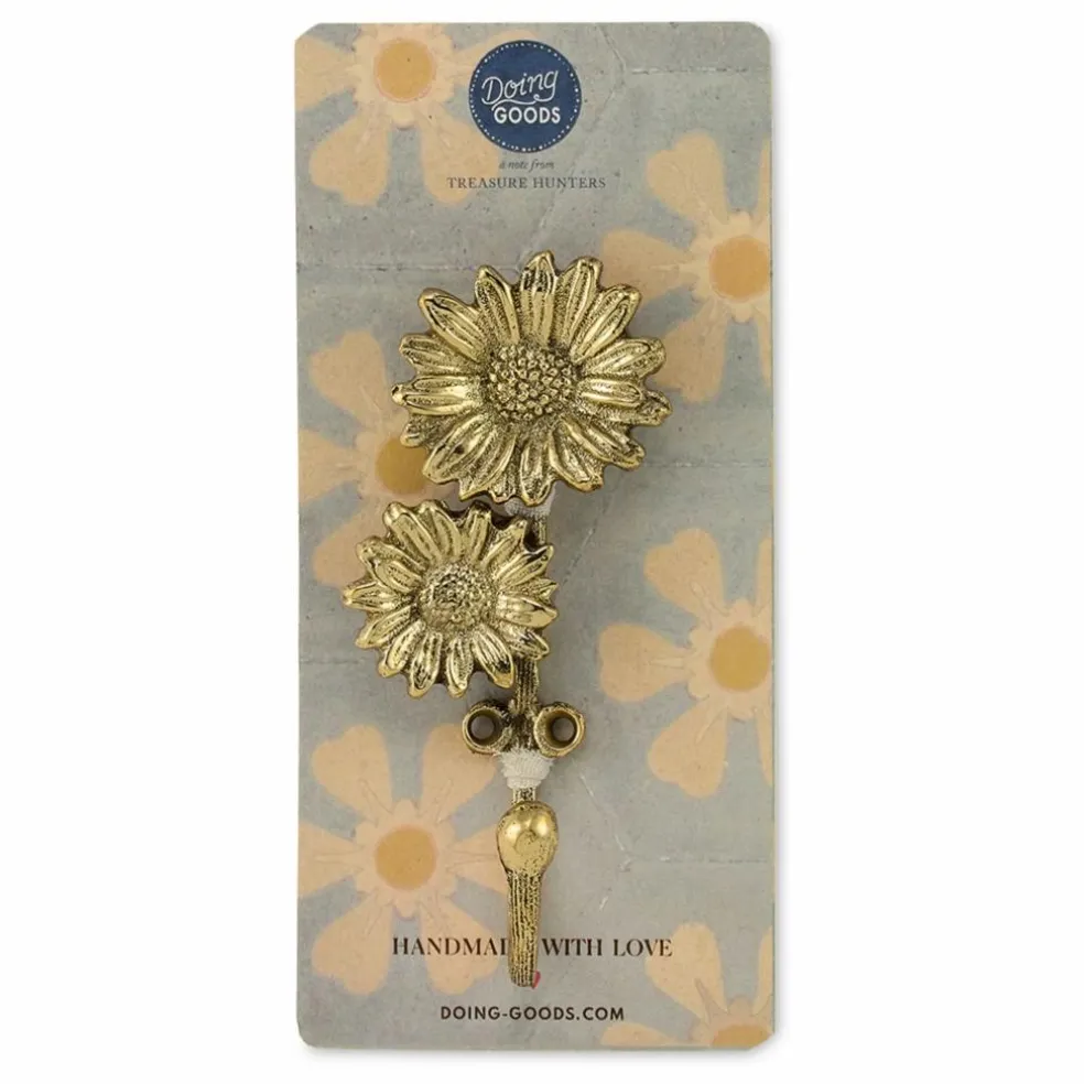 Patère Breezy Double Daisy | Laiton