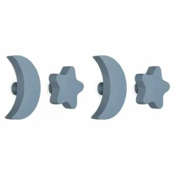 Patères Stars & Moons - Lot de 4 | Bleu