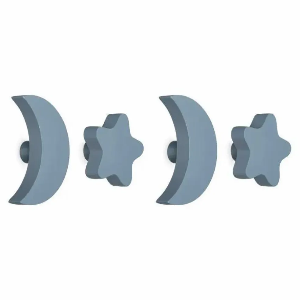 Patères Stars & Moons - Lot de 4 | Bleu