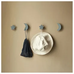 Patères Stars & Moons - Lot de 4 | Bleu