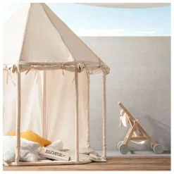 Pavillon en toile de coton et bois | Blanc cassé
