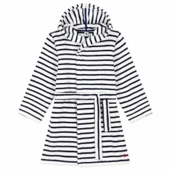 Peignoir Eponge Rayé | Bleu marine