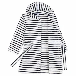Peignoir Eponge Rayé | Bleu marine