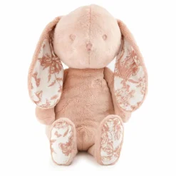 Peluche Augustin le lapin Toile de Jouy | Rose pêche