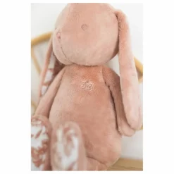Peluche Augustin le lapin Toile de Jouy | Rose pêche
