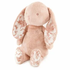 Peluche Augustin le lapin Toile de Jouy | Rose pêche