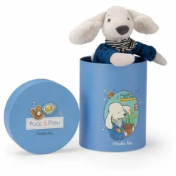 Peluche Pilou et sa boîte