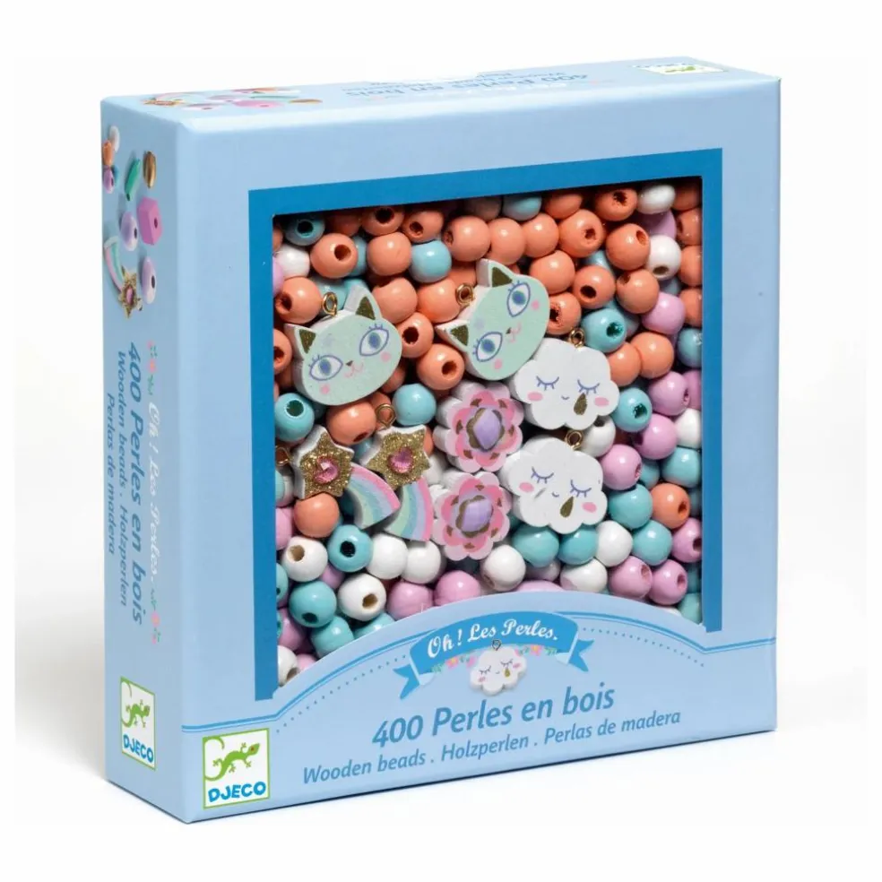 Perles en bois Arc-en-ciel | Rose