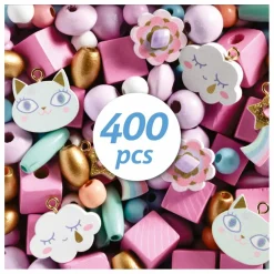 Perles en bois Arc-en-ciel | Rose