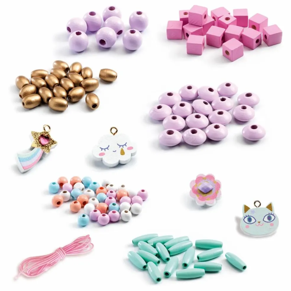 Perles en bois Arc-en-ciel | Rose